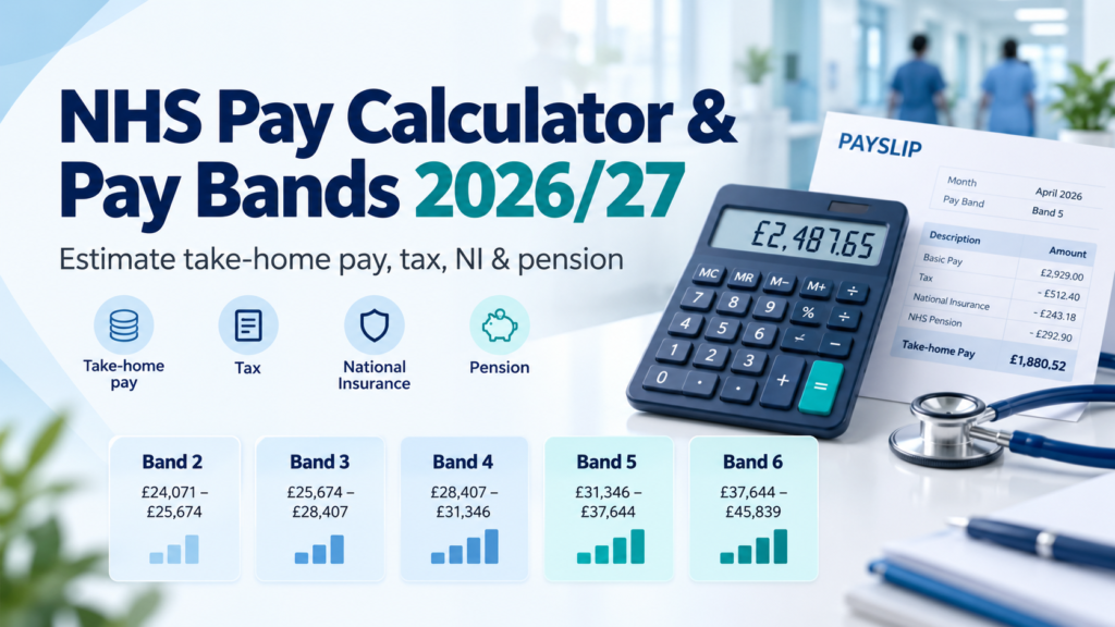 NHS pay calculator and pay bands 2026/27