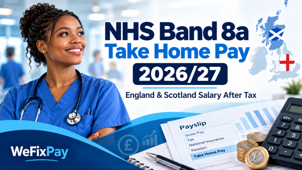 NHS Band 8a take home pay 2026/27