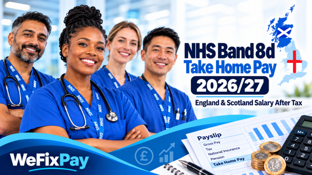 NHS Band 8d take home pay 2026/27 England and Scotland