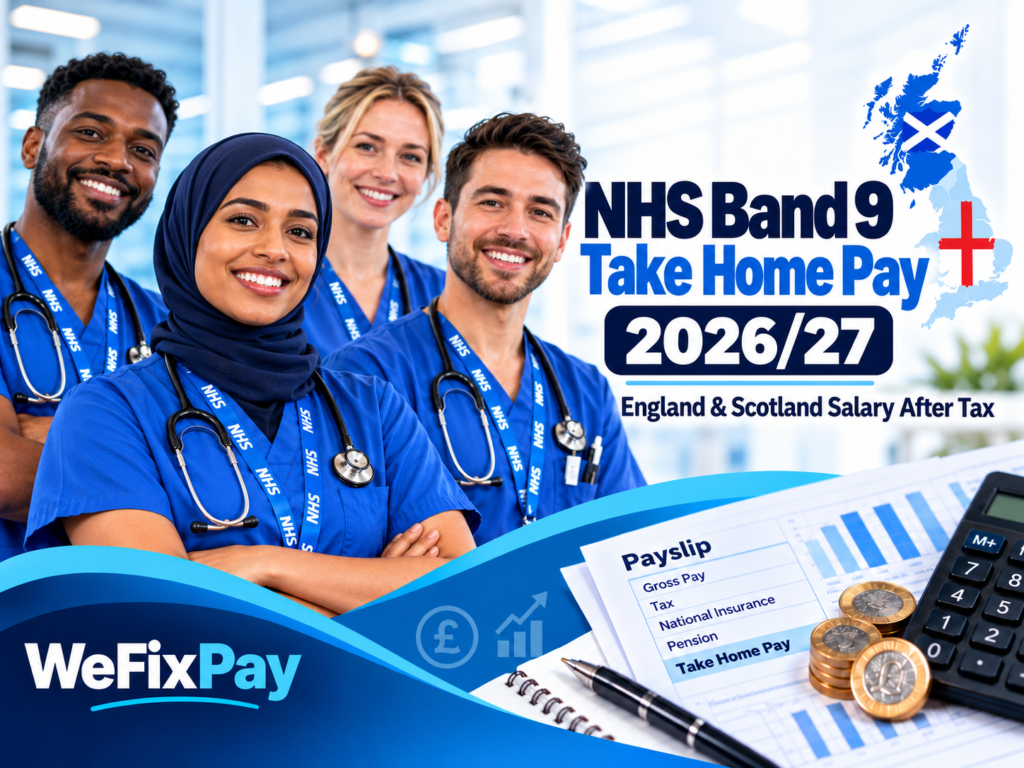 NHS Band 9 take home pay 2026/27 England and Scotland